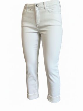 J. Jill White Authentic Fit Slim Ankle Jeans Raw Hem